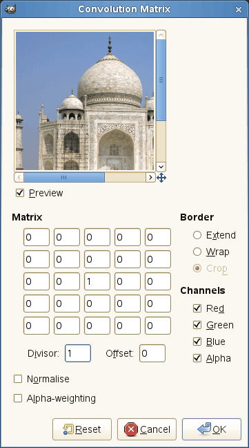 Convolution matrix options